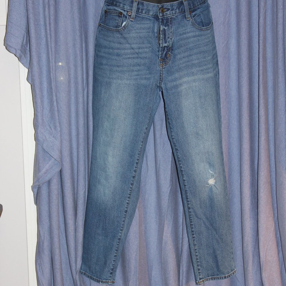 slightly distressed Gap best girlfriend jeans